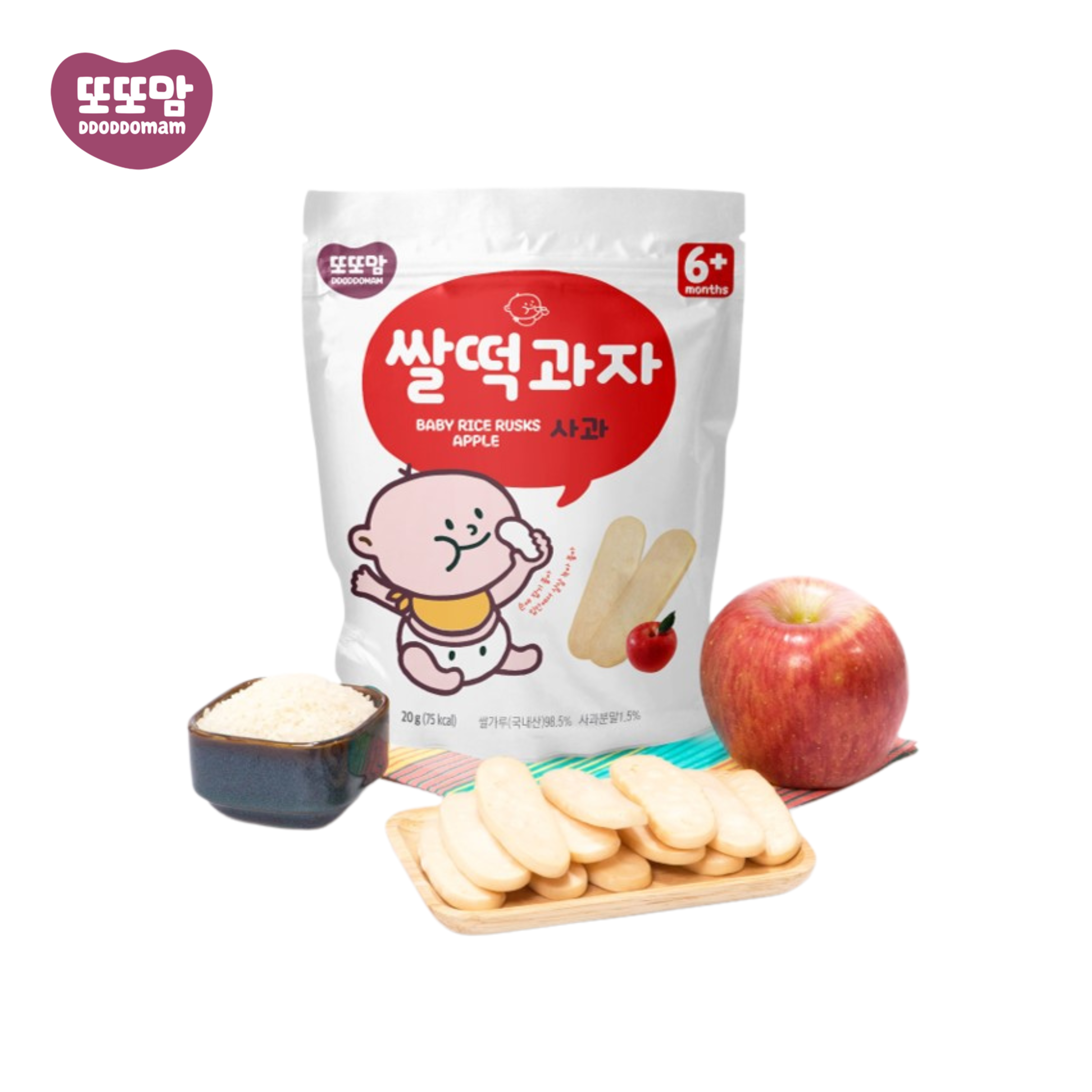 Apple Rusk DDODDOMAM Organic Rice Rusk Apple (6 mnths+) – BabybyJitta