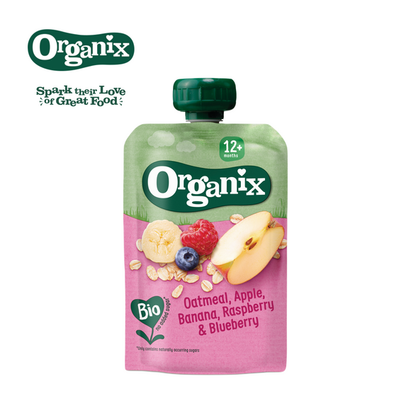 Organix - Oatmeal, Apple, Banana, Raspberry and Blueberry Fruit Purée Pouch