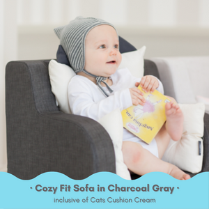Ggumbi - Cozy Fit Sofa - Charcoal Gray (inclusive of Cats Cushion Cream)