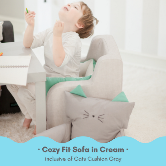 Ggumbi - Cozy Fit Sofa - Cream (inclusive of Cats Cushion Gray)