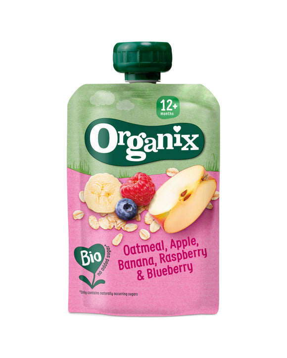 Organix - Oatmeal, Apple, Banana, Raspberry & Blueberry Pouch - 100G